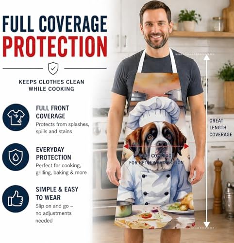 Caroline's Treasures Saint Bernard The Chef Apron Cooking Kitchen Server Baking - Image 3