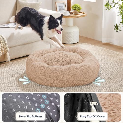 JOLLYVOGUE Calming Washable Dog Bed Medium Size Dog, 31 Inch Donut Medium Dog - Image 4