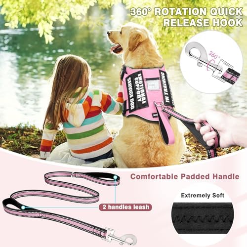 Service Dog Vest Harness and Leash Set+10 Patches, No Pull&Easy Walk Reflective - Image 2