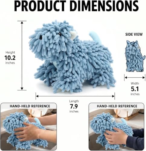 Chenille Dog Hand Towel Fuzzy Ball Dog Towel Animal Hand Towels - Image 2