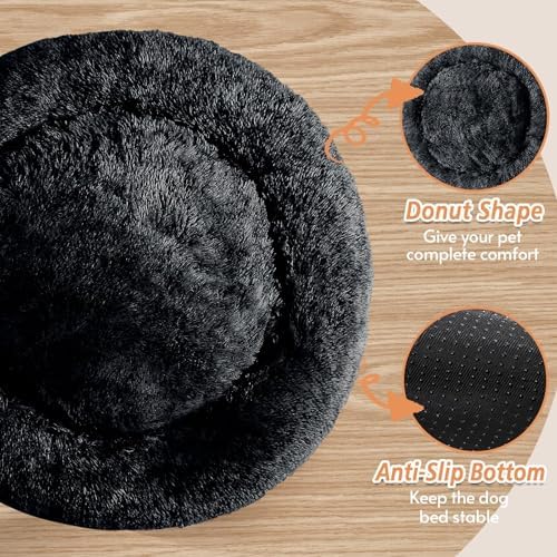 JOLLYVOGUE Calming Dog Bed Medium Size Dog, 31in Donut Washable Medium Pet Bed - Image 3
