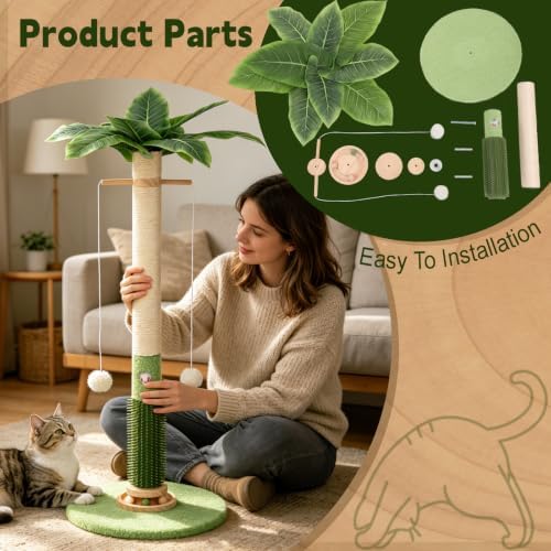 45'' Tall Cat Scratching Post, 3.5Inch Diameter Sisal Rope Scratching Post - Image 6