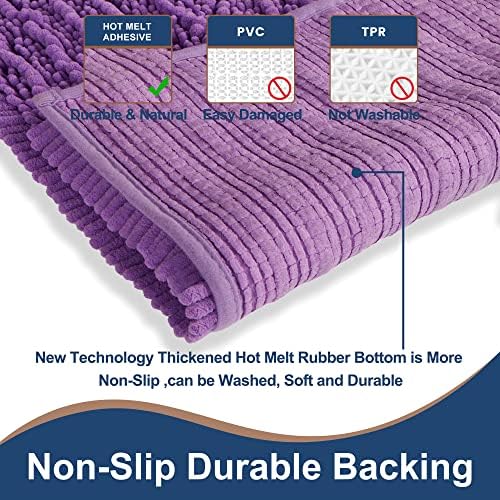 Luxury Chenille Lavender Bathroom Rugs Sets 2 Piece, Thickened Hot Melt Rubber - Image 2