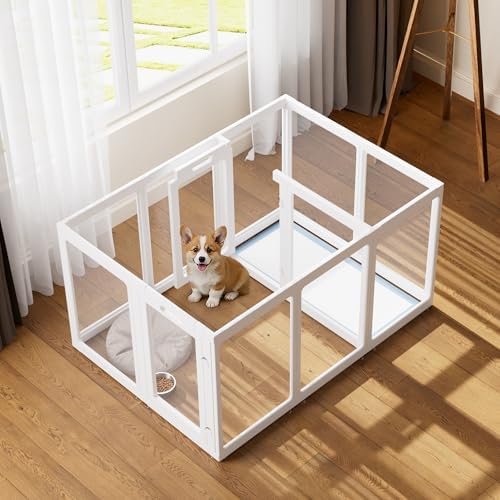 Clear Acrylic Dog Playpen Indoor Pet Pen, 12 Panels by ClimbHope
