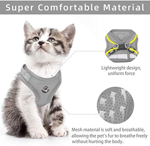 Cat Vest Harness and Leash Set, Escape Proof Kitten Harness Gray S - Image 2