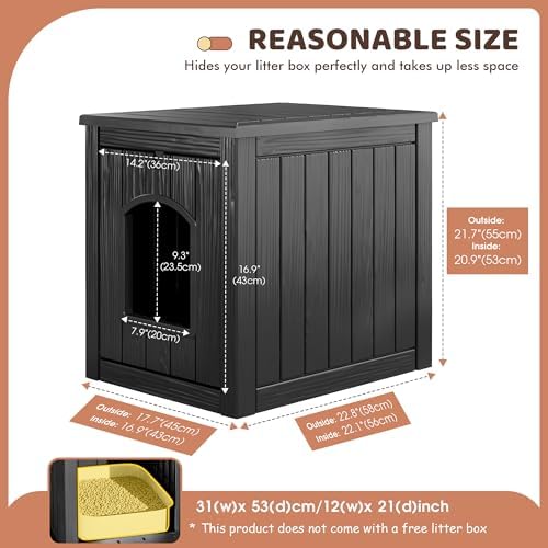 Cat Litter Box Enclosure, Resin Hidden Litter Box Furniture Side Table - Image 6