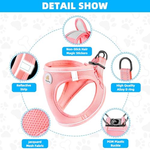 Hipubby Dog Harness and Leash Set, No Pull Soft Mesh Puppy Harness - Image 3