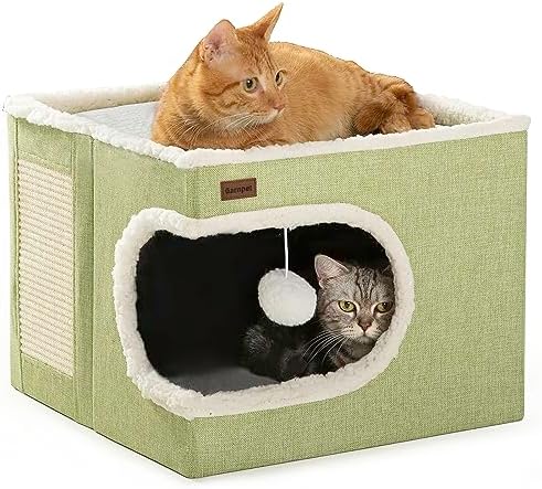 Garnpet Cat Bed for Indoor Cats Cube House, Covered Cat Cave Beds & Furniture by Garnpet