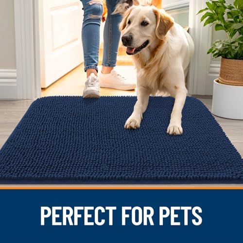 OLANLY Dog Door Mat for Muddy Paws 40x32, Super Absorbent Chenille Mud Mat - Image 6
