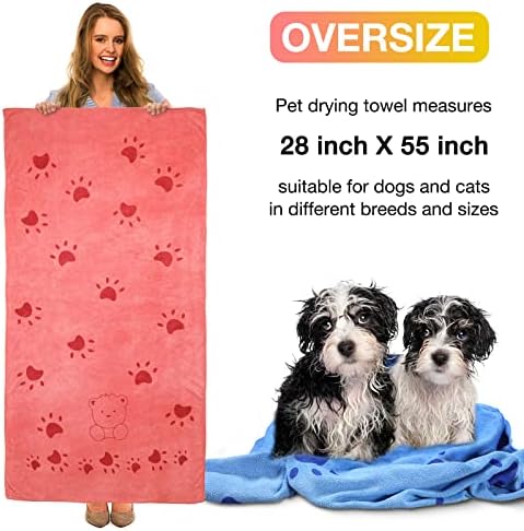 8 Pcs 55 x 28" Dog Towels Absorbent Microfiber Bath Drying Towels, 8 Colors - Image 2