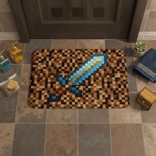 Manfei Pixel Camo Bath Mat, Camouflage Pixelated Sword Kids Mats Rugs, Girls by Manfei