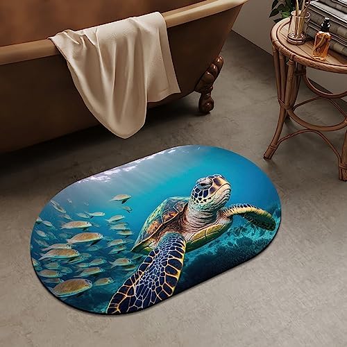 Underwater Wild Turtle Super Absorbent Quick-Drying Bathroom Mat Rug, Rubber - Image 2