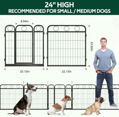 Dog Playpen Indoor Outdoor, 24 Inch 6 Panel Metal Dog Pen - Image 2