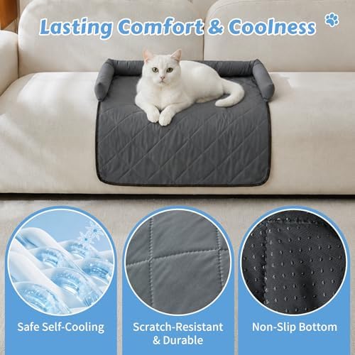 Cooling Dog Bed Mats with Neck & Head Support, 31.5 x 23.62 inch Grey - Image 2