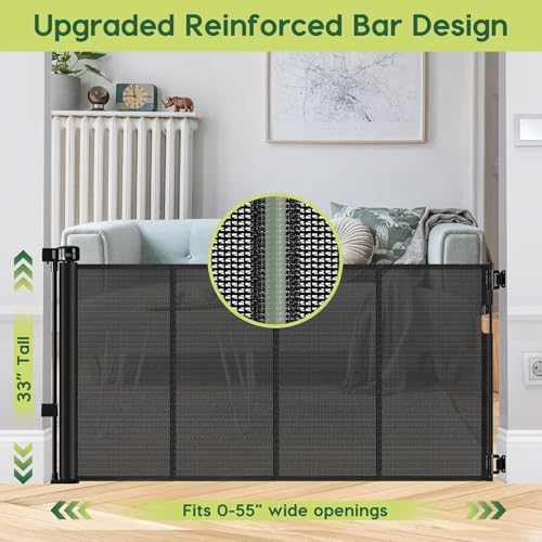Reinforced 55" Wide Retractable Baby Gates - Image 2