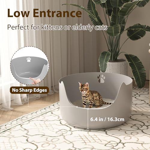 High Sides Low Entry Large Litter Pan, All-in-One Easy to Clean Plastic Litter - Image 4