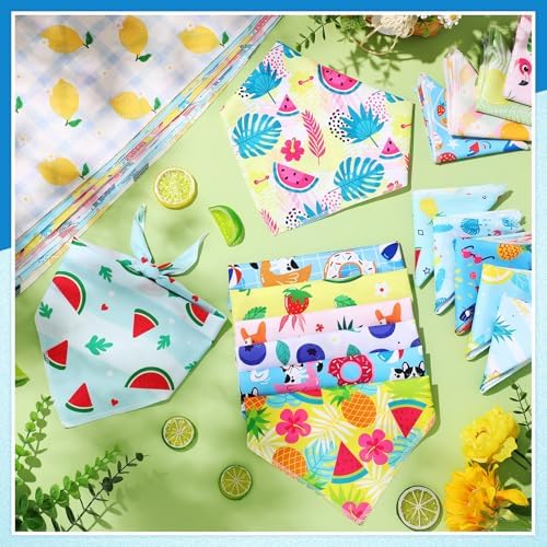 60 Pcs Dog Bandanas Summer Fruit Dog Bandanas Bulk Adjustable Pet Bibs Triangle Scarf Cat Costume for Small to Large Pet (Fruit Pattern, Medium) - Image 3