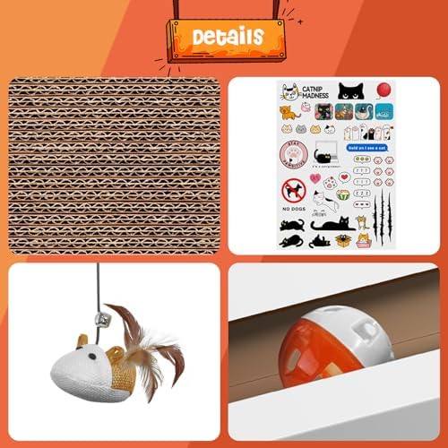 2PCS Cat Scratcher Laptop with 'Mouse' Jingle Ball, 3-in-1 Cardboard Cat - Image 4