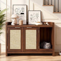 Cat Litter Box Enclosure, Modern Rattan Hidden Litter Box Furniture by ZOVAZEN