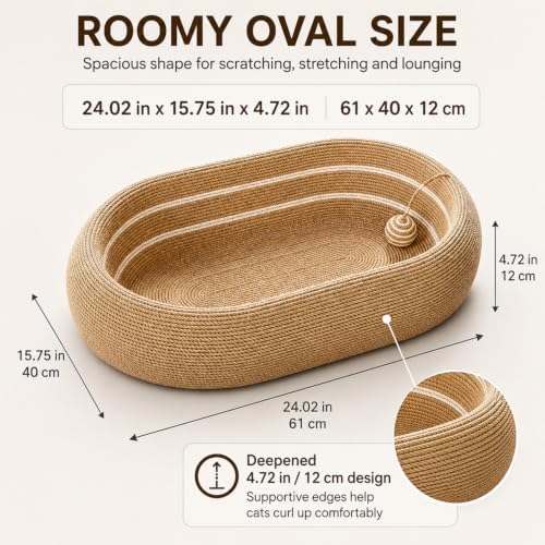 3-in-1 Extra Large Oval Sisal Cat Scratcher Bed - Image 2