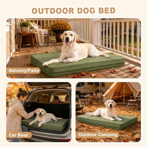 XL Dog Bed Waterproof Washable, Wipeable Leather Large Crate Pad 42" Green - Image 6