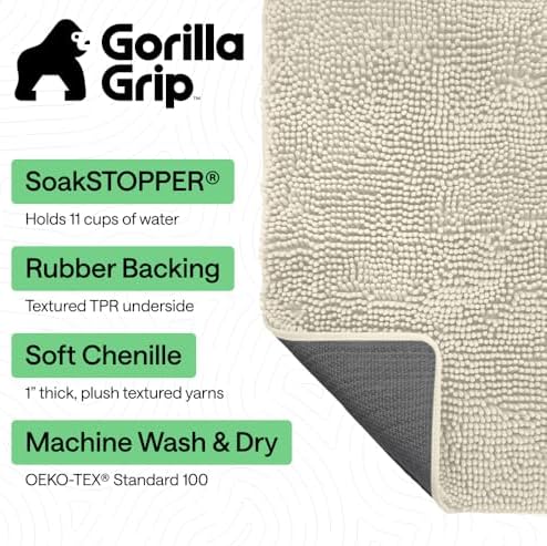 GORILLA GRIP SoakSTOPPER Dog Door Mat, Machine Wash and Dry, 24x17 Cream - Image 3