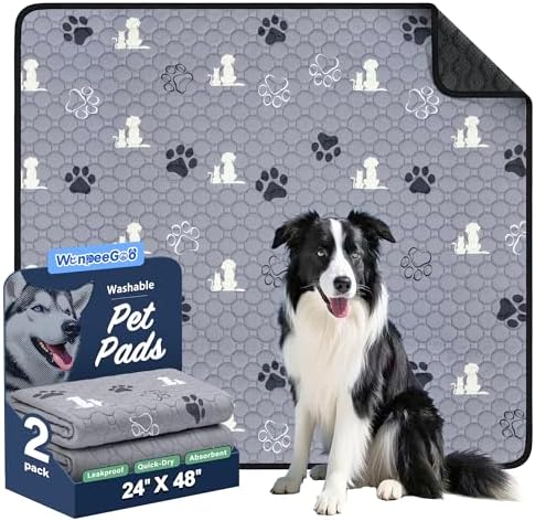 WanpeeGoo Washable Pee Pads for Dogs, Waterproof, 24 x 48 in, 2 Pack by WanpeeGoo