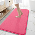 OLANLY Memory Foam Bathroom Runner Rugs 47x20, Absorbent Long Mat, Hot Pink by OLANLY