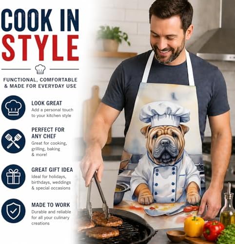 Caroline's Treasures Shar Pei The Chef Apron Cooking Kitchen Server Baking - Image 2