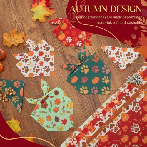 Preboun 100 Pcs Fall Paw Print Dog Bandanas Bulk, Autumn Thanksgiving Party - Image 5