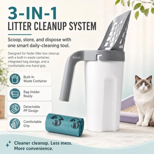 3 in 1 Cat Scoop Integrated Shovel Bucket Litter Scooper - Image 2