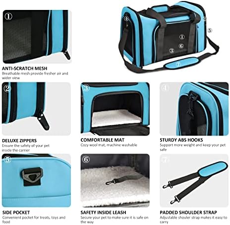 Henkelion Pet Carrier for Small Medium Cats Puppies up to 15 Lbs, Airline - Image 3