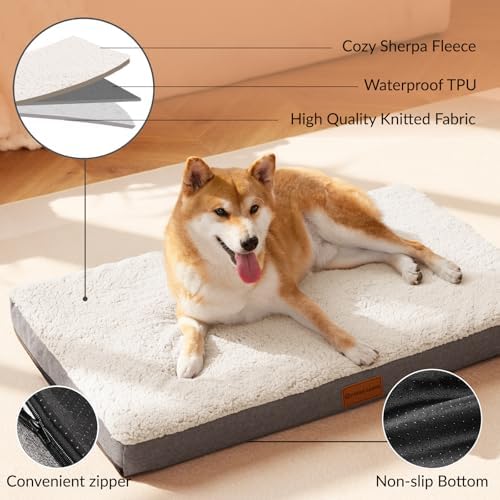 Patas Lague Orthopedic Large Dog Bed Washable Pet Sofa Mat 48''X30'' Ivory - Image 3