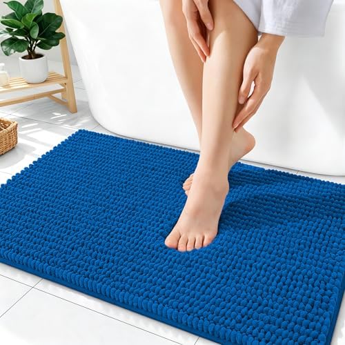 OLANLY Thick Chenille Absorbent Bathroom Rugs Mat 36x24, Deep Navy Blue by OLANLY