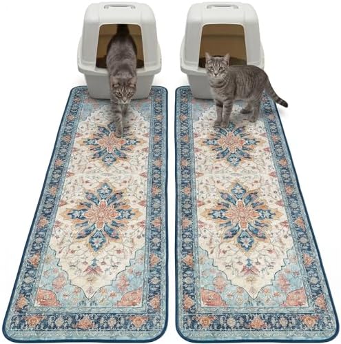 Hompet Cat Litter Mat 2 Pack, 18x54 Large Machine Washable Trapping Mats by Hompet