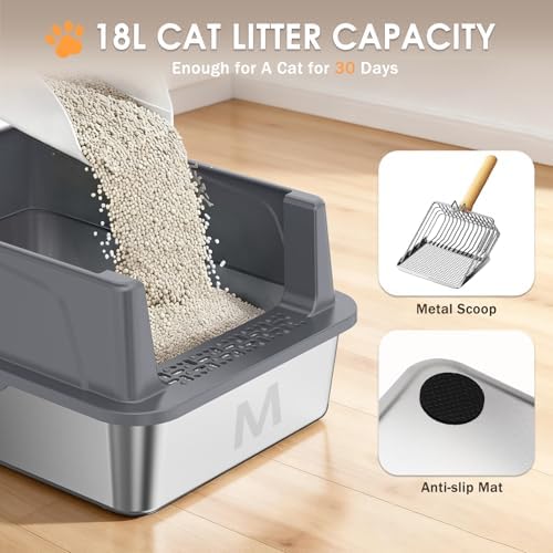 Stainless Steel Litter Box, 17.4'' x 13.5'' x 8.5'' Metal Kitty Litter Box - Image 2
