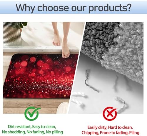 Rose Gold Glitter Bathroom Rug 29.5"x17", Super Absorbent Fast Drying Bath Mat - Image 4