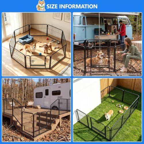 Dog Playpen Outdoor, 24 Inch Height 8 Panels Foldable Dog Pens Outside - Image 6