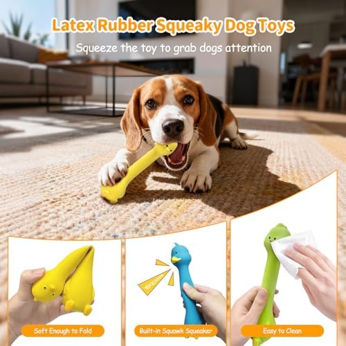 Latex Squeaky Dog Toys, 3 Pack Soft Rubber Dog Chew Toys, 8.7" Standing Stick - Image 2