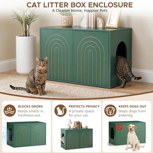 Cat Litter Box Enclosure, 31.5" Hidden Litter Box Cabinet Furniture - Image 4