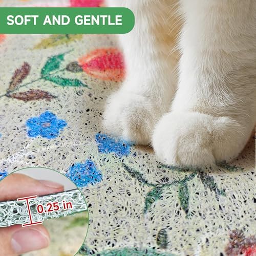 Cat Litter Mat, Upgrade Non-Slip Kitty Litter mat, Traps 100% Litter, Soft on - Image 6