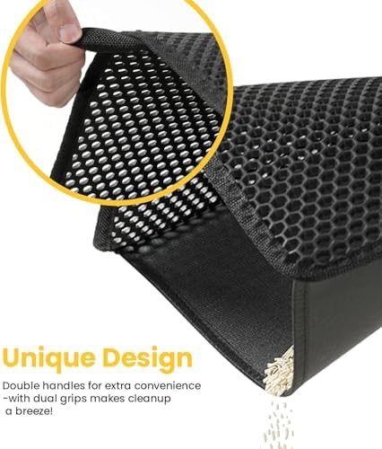 Cat Litter Trapping Mat, Hexagon Grids & Anti-Leak Base, Machine Washable - Image 2
