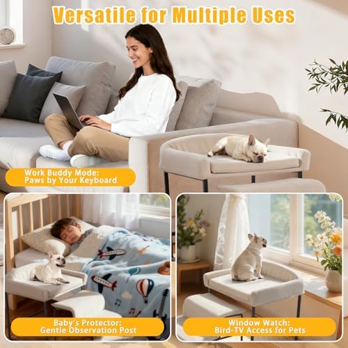 Dog Window Perch with Removable Stairs, Cat Window Seat with Cushioned Platform - Image 5