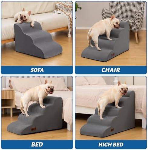 Aodisman Dog Stairs for Small Dogs and Cats, 3-Step Pet Ramp for Bed & Couch - Image 2