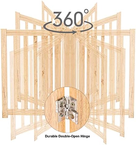 LZRS Wooden Free Standing Dog Gate 80" W x 24" H, Foldable Solid Hardwood Pet - Image 6