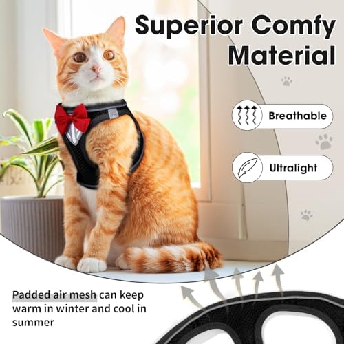Cat Vest Harness and Leash Set, Escape Proof Kitten Harness Black S - Image 4