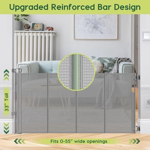2 Pack Reinforced 55" Wide Retractable Dog Gate - Image 2
