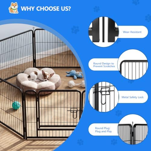 Dog Playpen Outdoor, 24 Inch Height 8 Panels Foldable Dog Pens Outside - Image 3