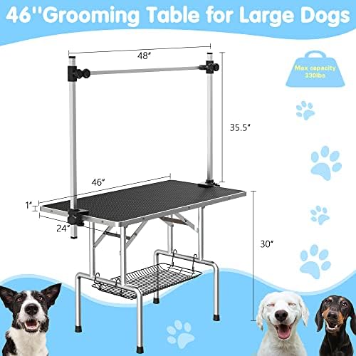 Lyromix 46''Large Dog Grooming Table, Adjustable Cat Drying Desktop - Image 6