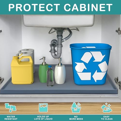 URMONA Waterproof Silicone Under Sink Mat, 22 x 22 in, Flexible Shelf Liner - Image 2
